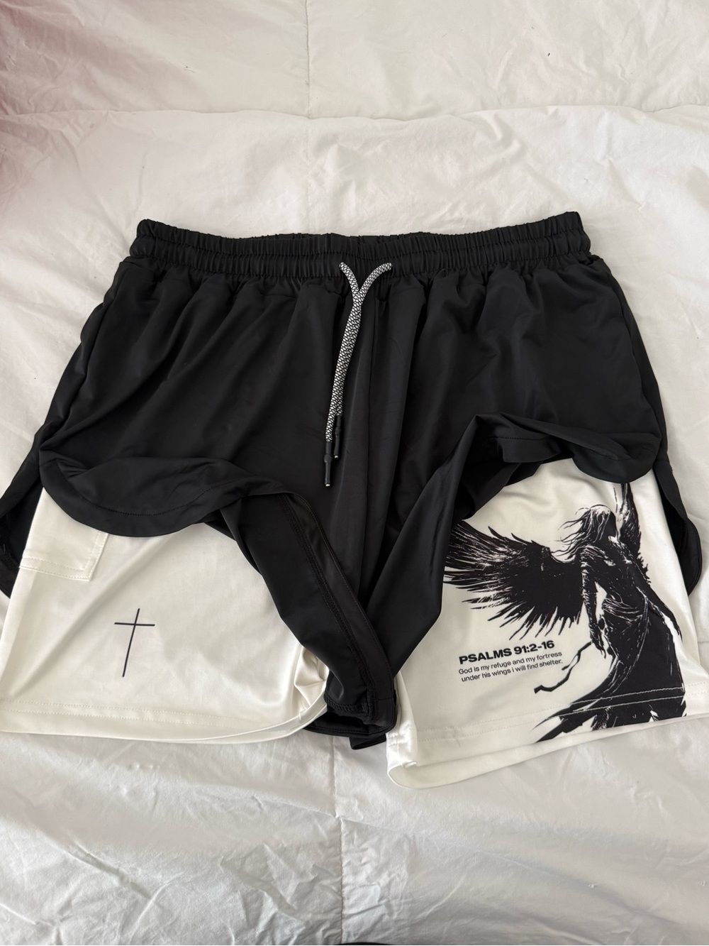 SAVD Layered Athletic Shorts with Graphic Liner